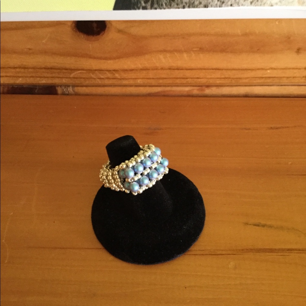 Swarovski Crystal Pearl Beaded Ring R12