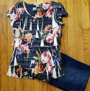 Twenty One Short Sleeve Blouse with Flower print