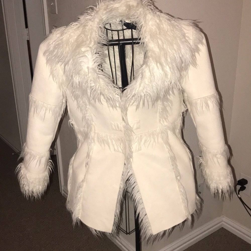 Bebe white faux fur coat