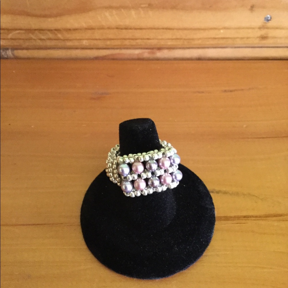 Swarovski Crystal Pearl Beaded Ring R14