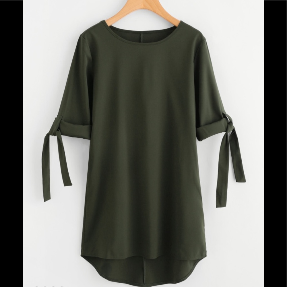 NWT Army Green Dip Hem Dress with Tie Sides 👗