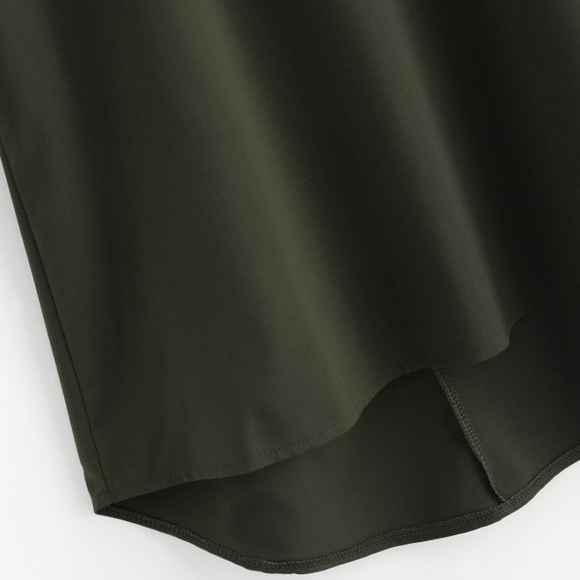 NWT Army Green Dip Hem Dress with Tie Sides 👗 - Picture 4 of 4