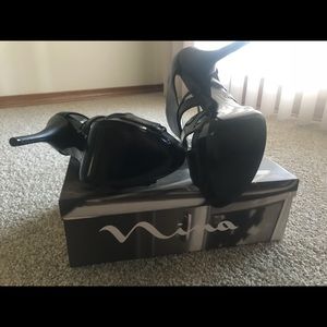 Black Bebe ankle cut heels