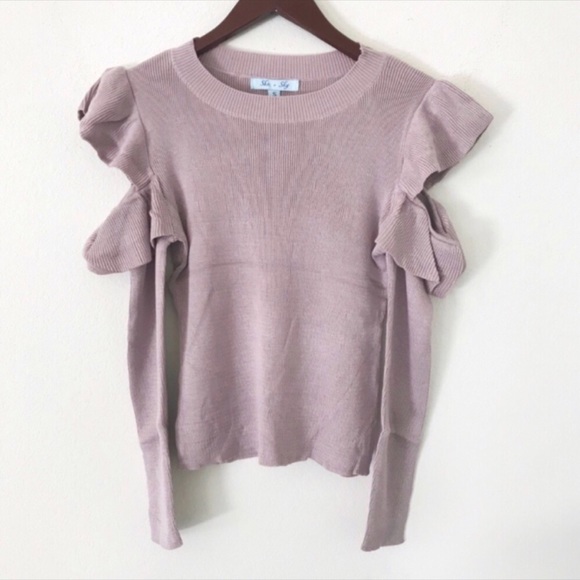 cutout ruffle shoulder soft top - Picture 3 of 5