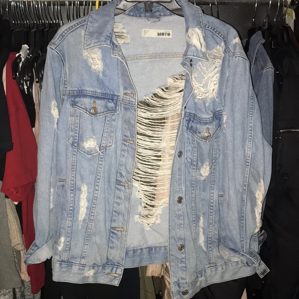 Topshop extreme ripped denim jacket