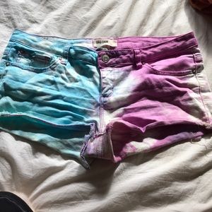 Garage denim tie dye shorts