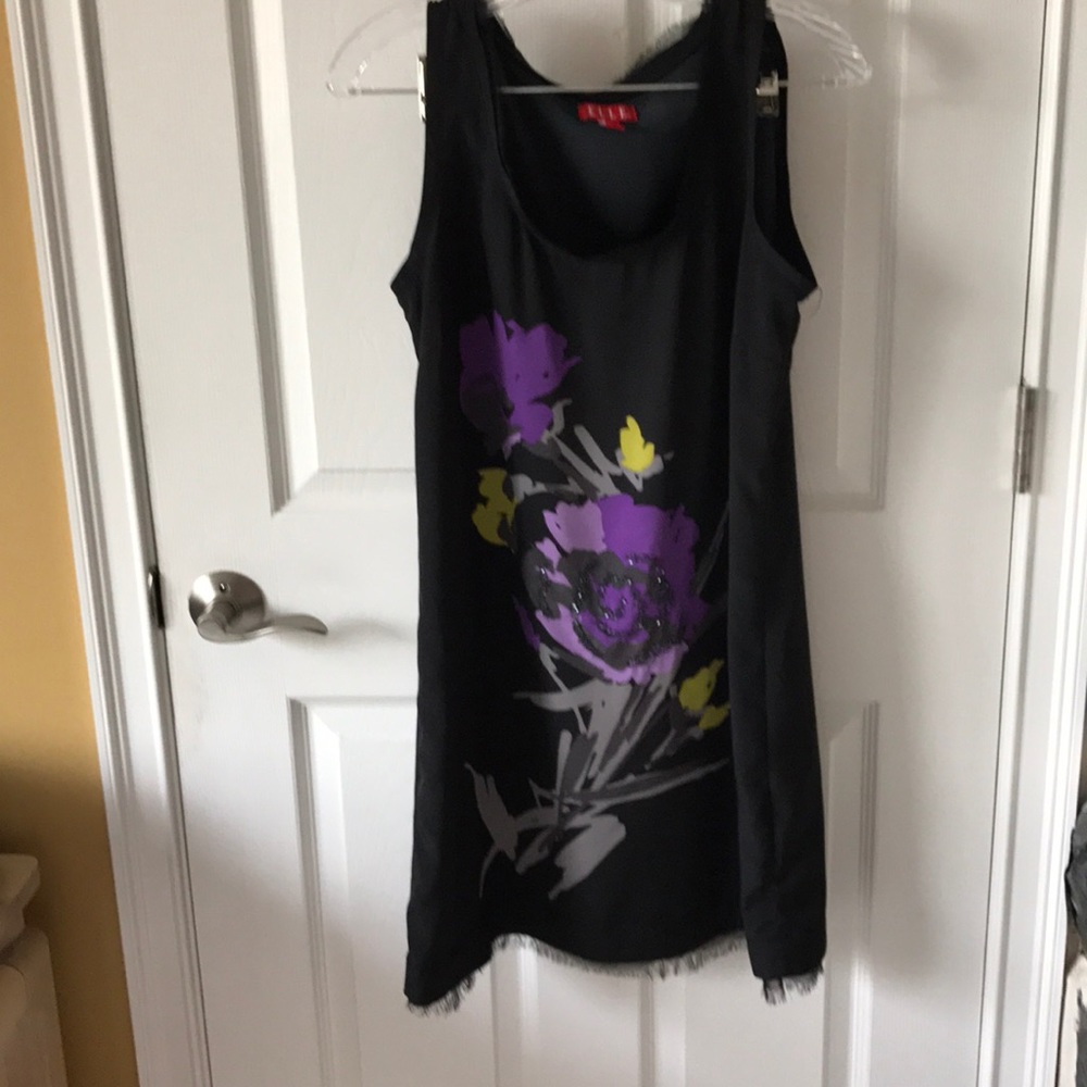 Black dress with flower embellishment