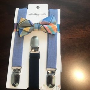 One size boys bow tie and suspenders set
