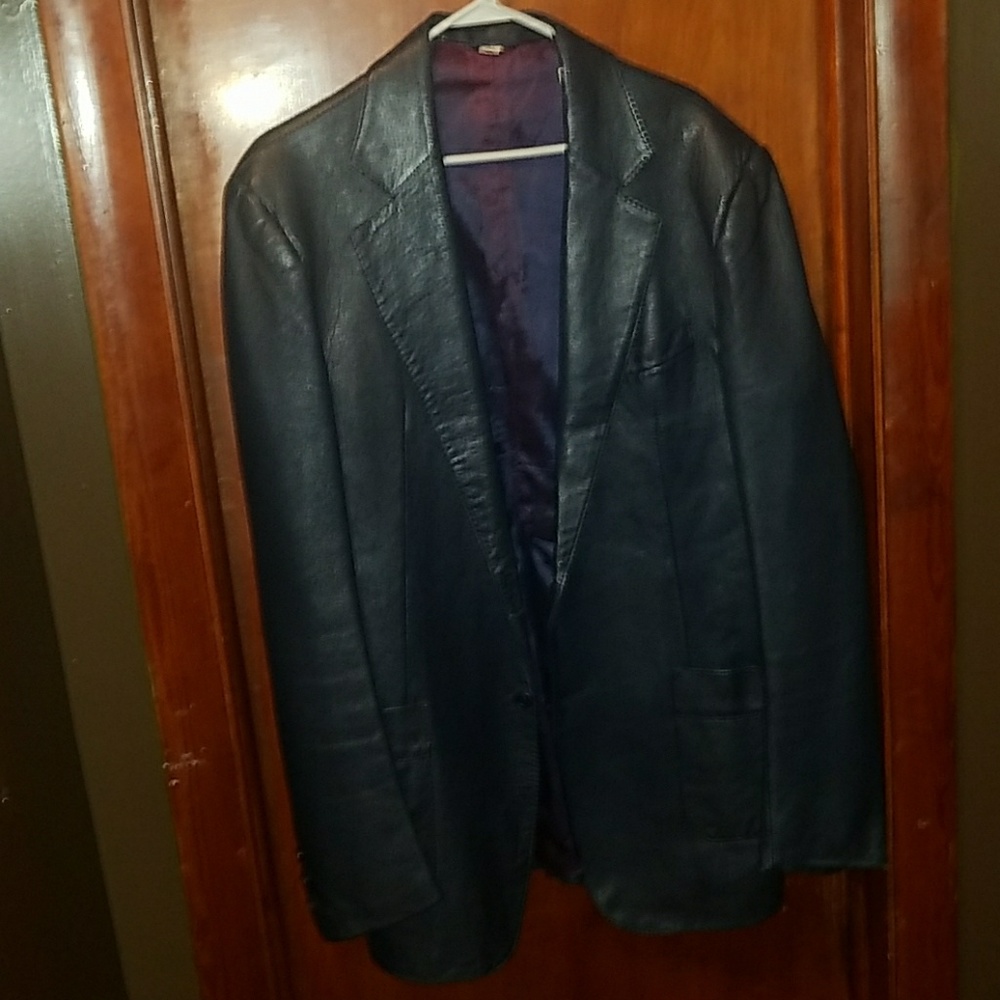 Navy blue leather jacket/blazer