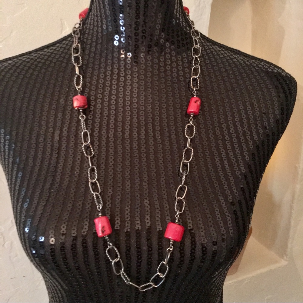 Sterling Silver with coral stones necklace