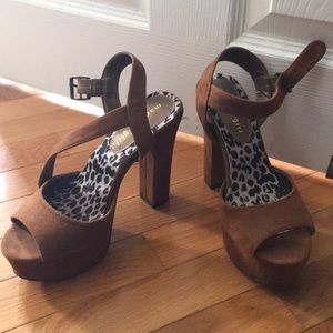 Faux Suede open-toe heels