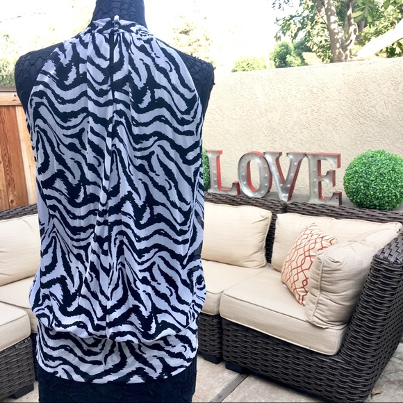 K Cole Zebra print Sleeveless High Neck Halter - Picture 2 of 5