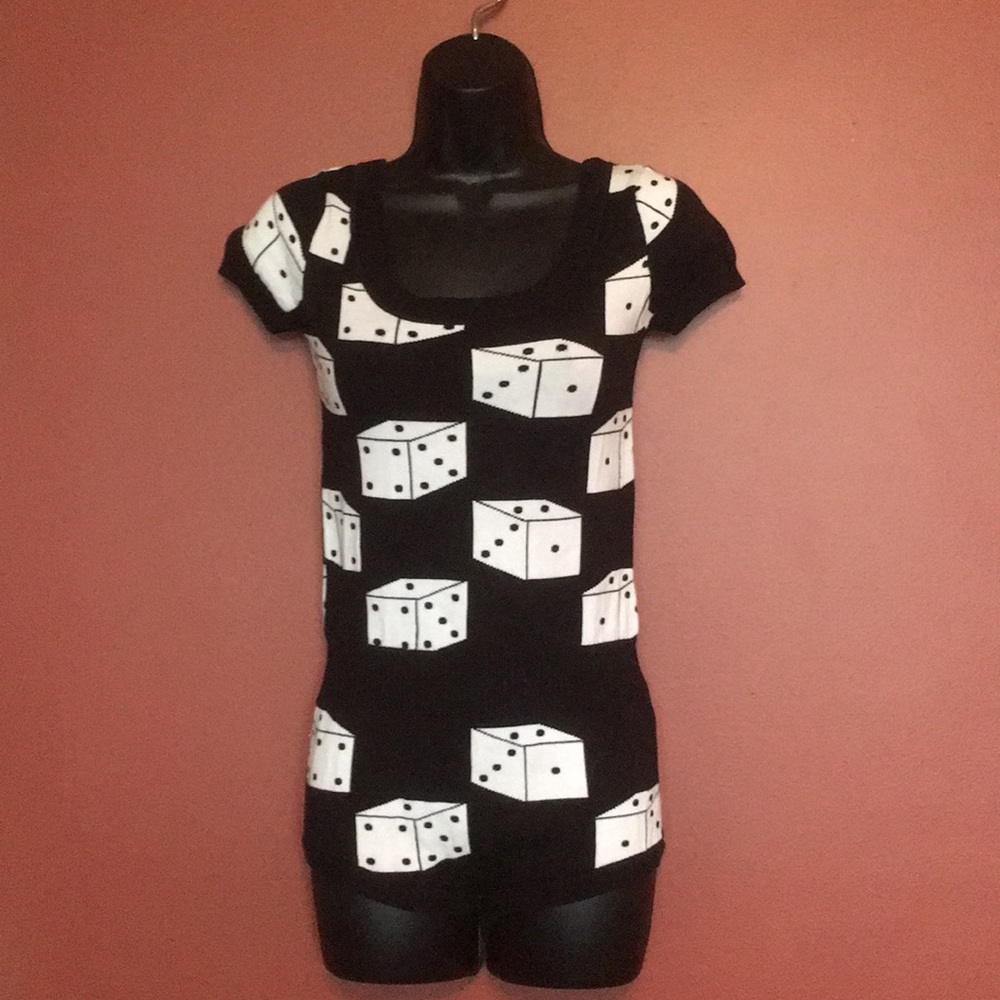 Betsey Johnson Intarsia Knit Dice Onesie Jumper