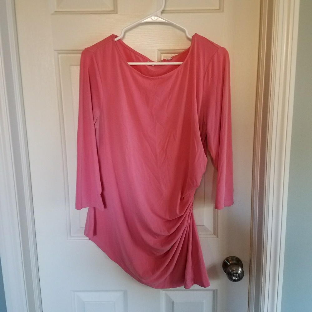 Pink stretch side ruched shirt