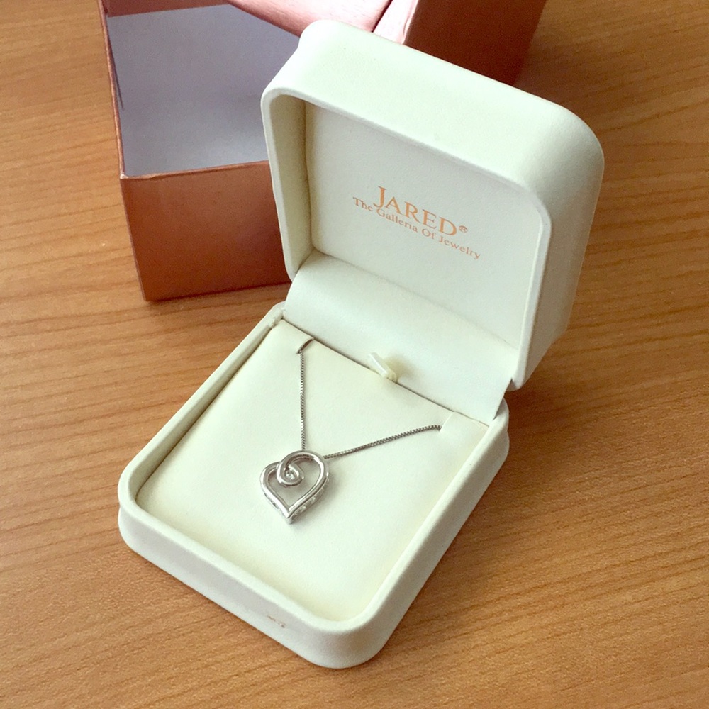NIB Diamond Heart Necklace, Sterling Silver, Jared