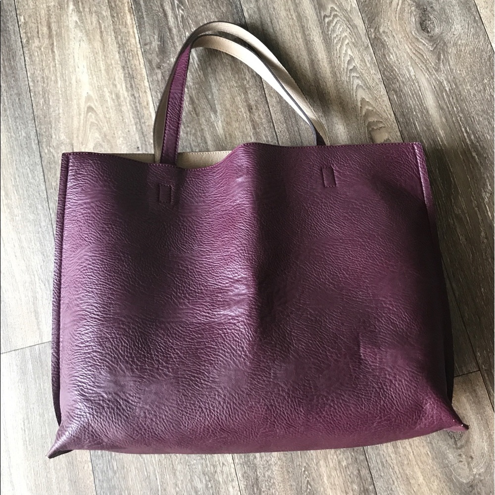 Burgundy leather tote