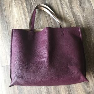 Burgundy leather tote