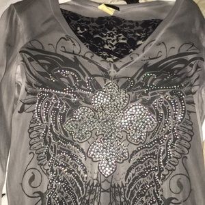 Lace rhinestone top