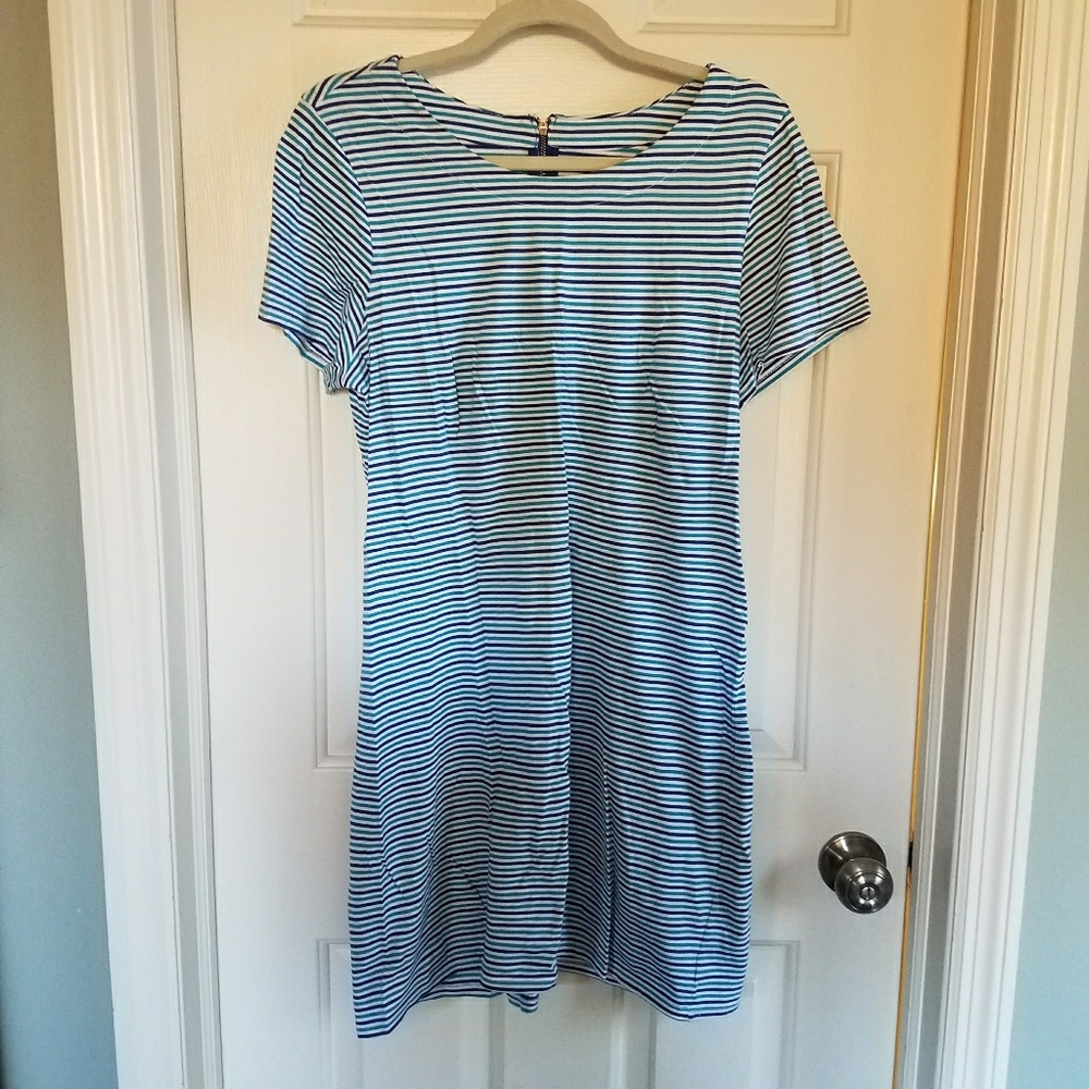 Blue striped t-shirt dress