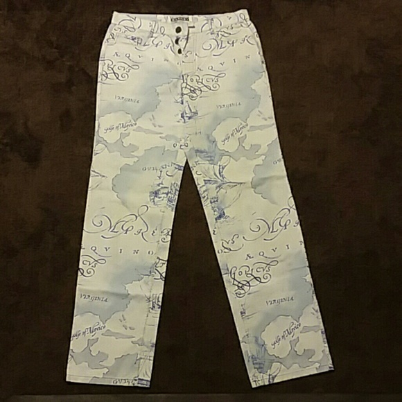 Ocean map printed pants. 32" length - Picture 1 of 3