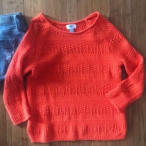 Old Navy 3/4 Sleeve Orange Sweater
