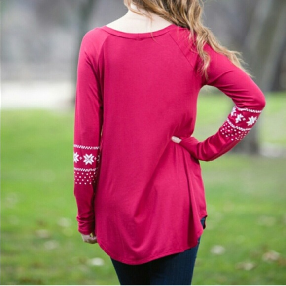 << Reindeer Christmas Sweater Print Tunic Top >> - Picture 2 of 3