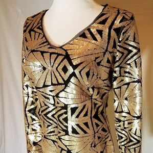 Marina Rinaldi Metallic Gold Dress - Brand New