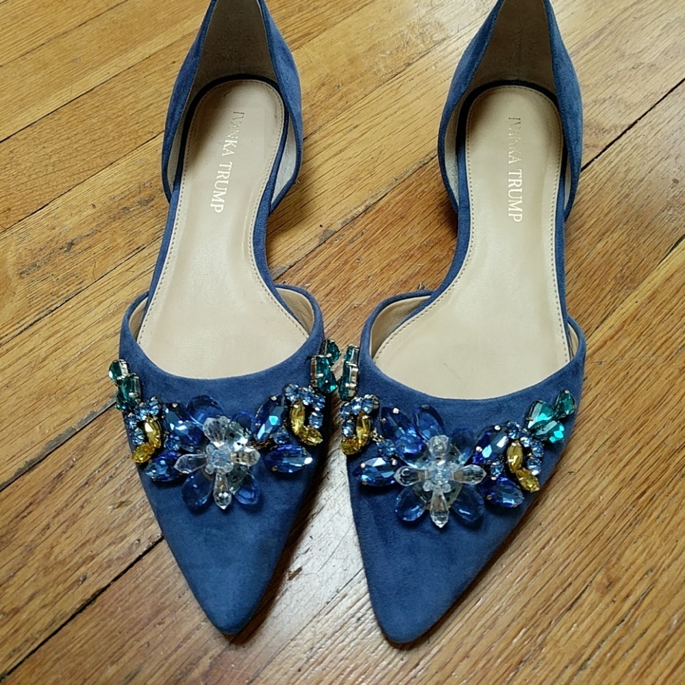 Embellished Suede Ivanka Trump Flats