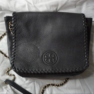 Tory Burch Marion Black Leather Small Flap Bag