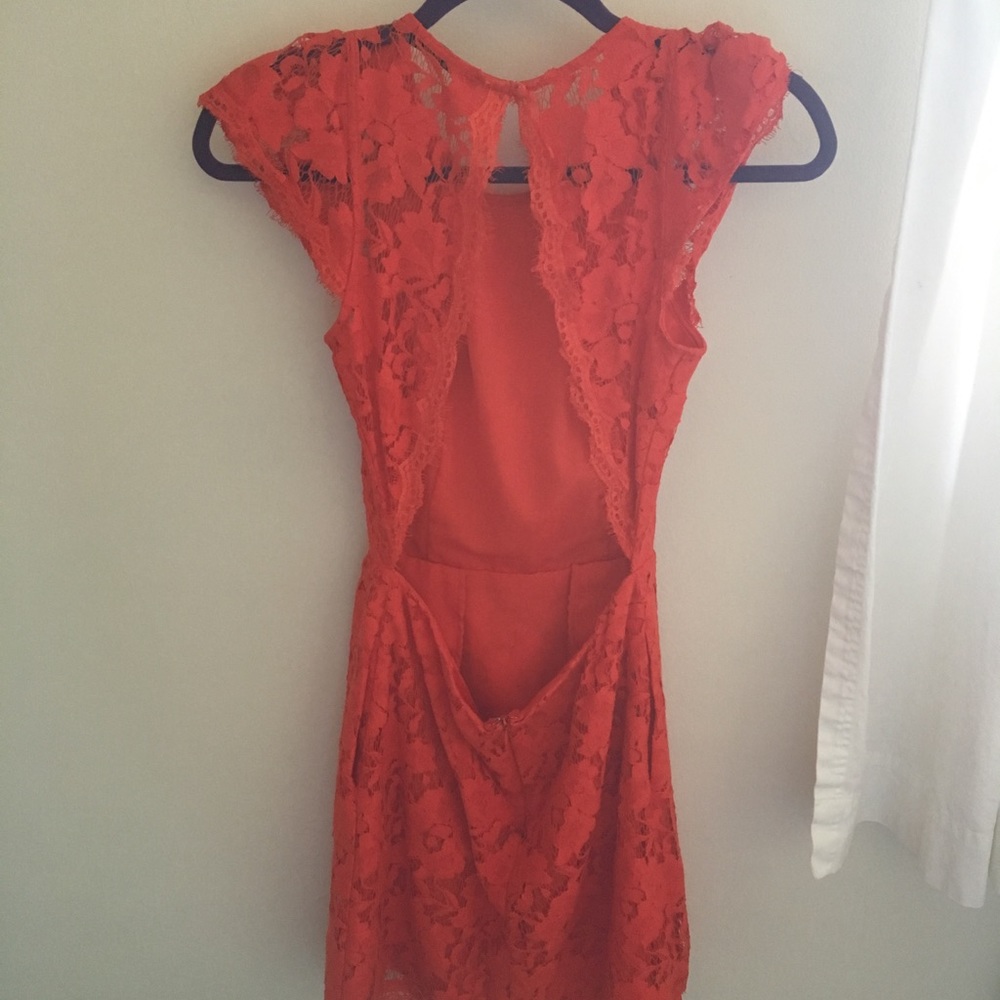 Red lace cocktail dress