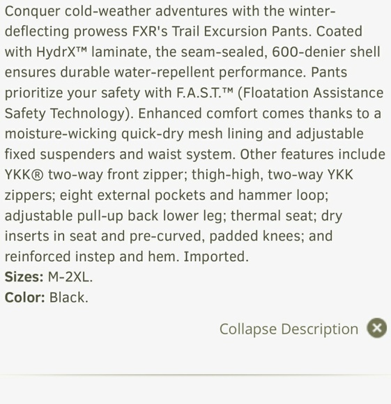 FXR Insulated snow pants bibs men's - Picture 7 of 8