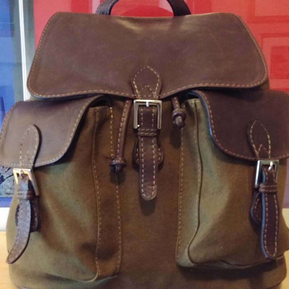 NEW ... Canvas and Leather Backpack