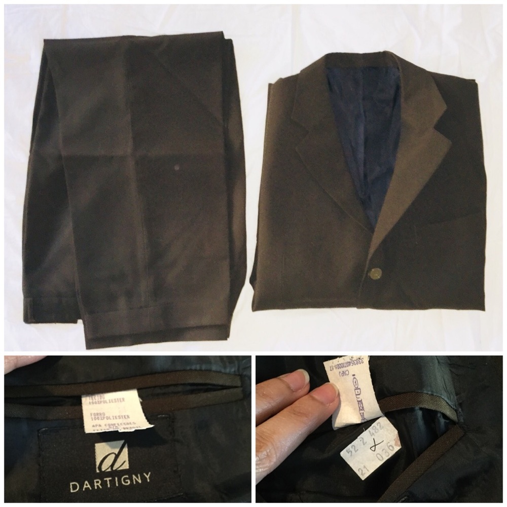 Mens 3 Button Single Breasted Solid Blazer Brown - image 3