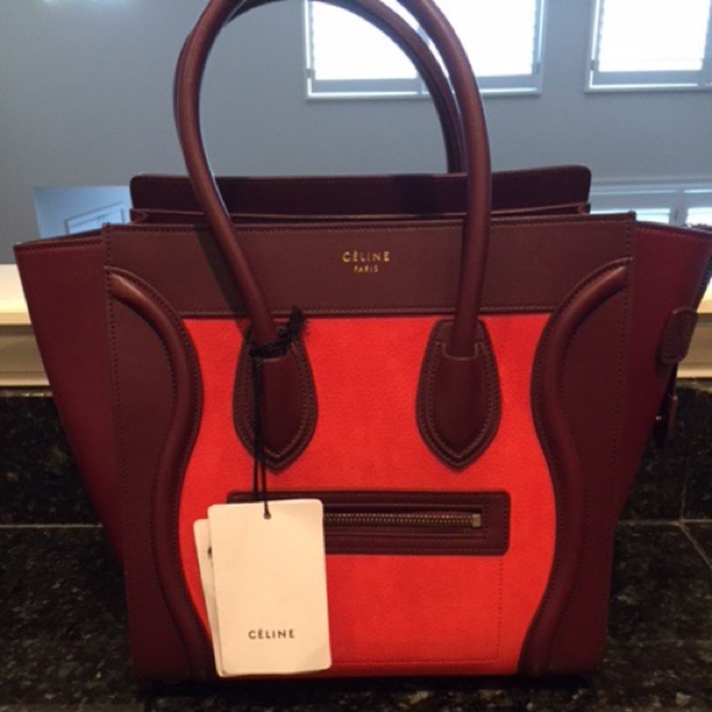 Celine Medium Red Luggage Handbag