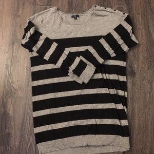 GAP Grey Striped Tunic Sweater with Button Accents