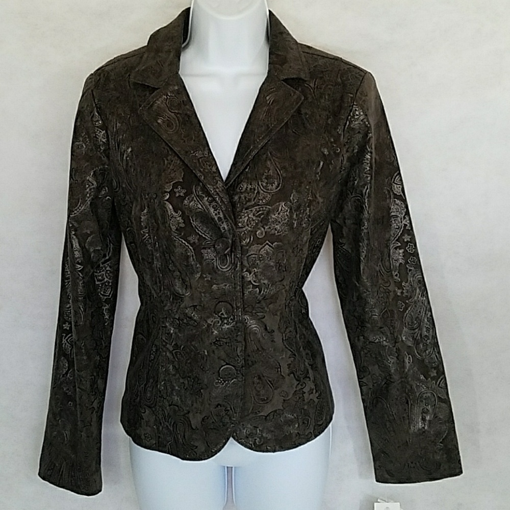 New, brown paisley patterned blazer by ELCC