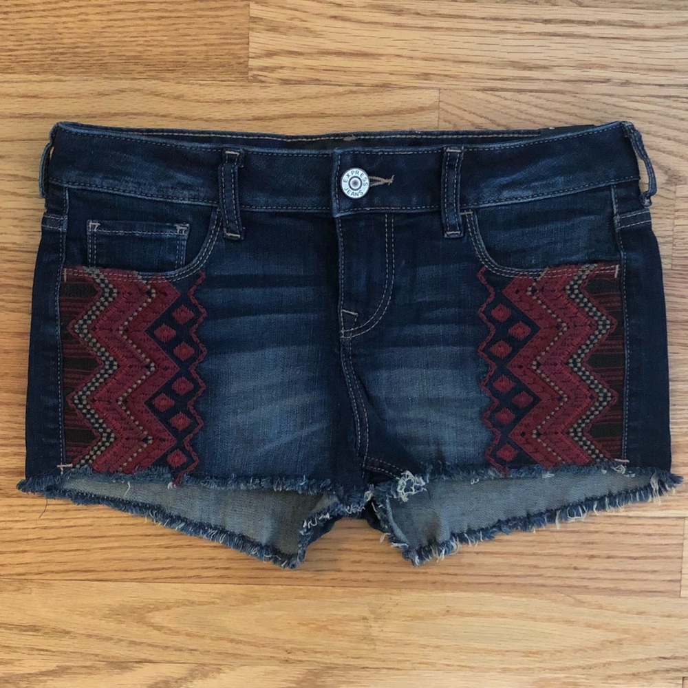 Embroidered Denim Shorts