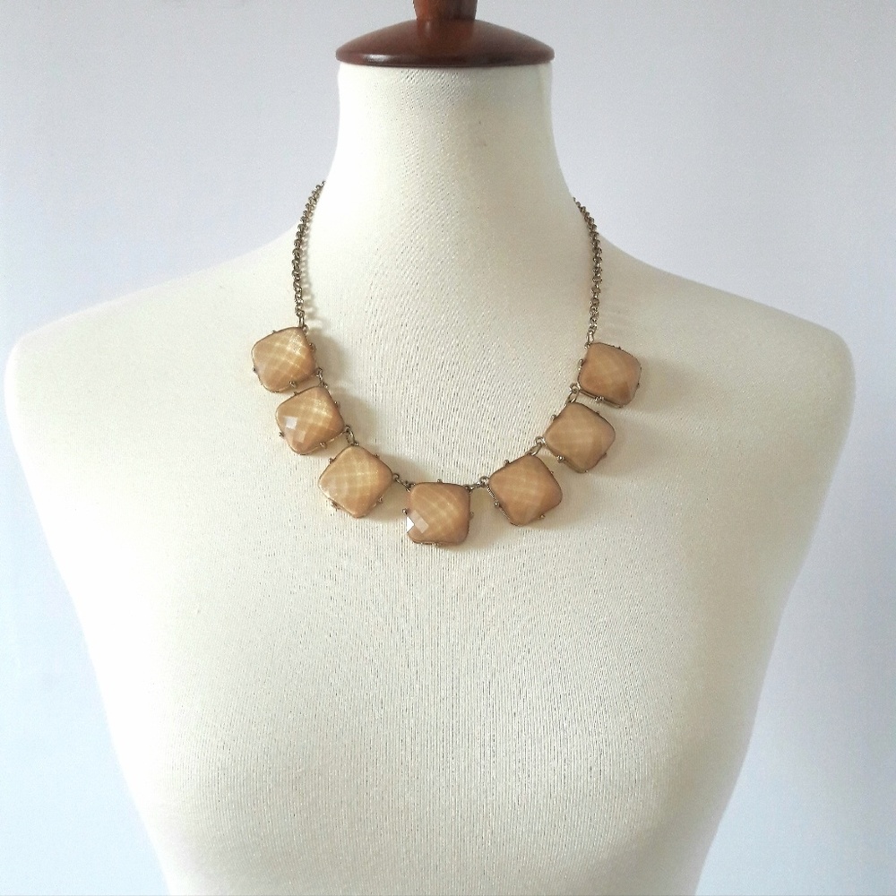 Vintage Gold Tone Faceted Necklace