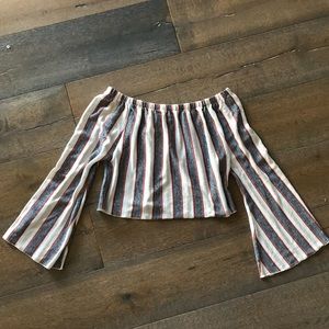 ZARA Striped crop top with adorable bell sleeves-S