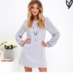 Lulu’s Exclusive Lt Grey Long Sleeve Shift Dress
