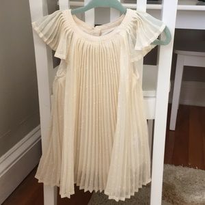 Ivory Chiffon Pleated Dress