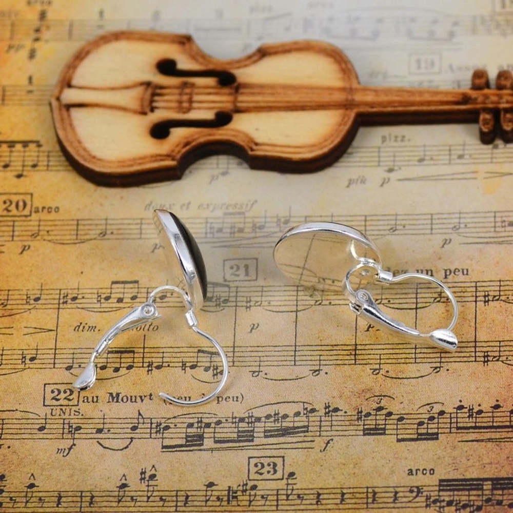 Silver Glass Cabochon Tree Of Life Drop Earrings - Picture 3 of 4