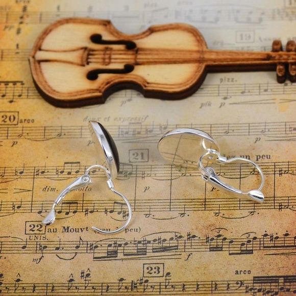 Silver Glass Cabochon Tree Of Life Drop Earrings - Picture 3 of 4