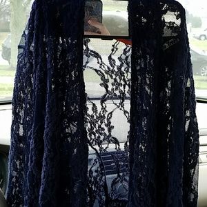 Navy Blue Lace Cardigan