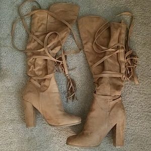 Suede knee high boots