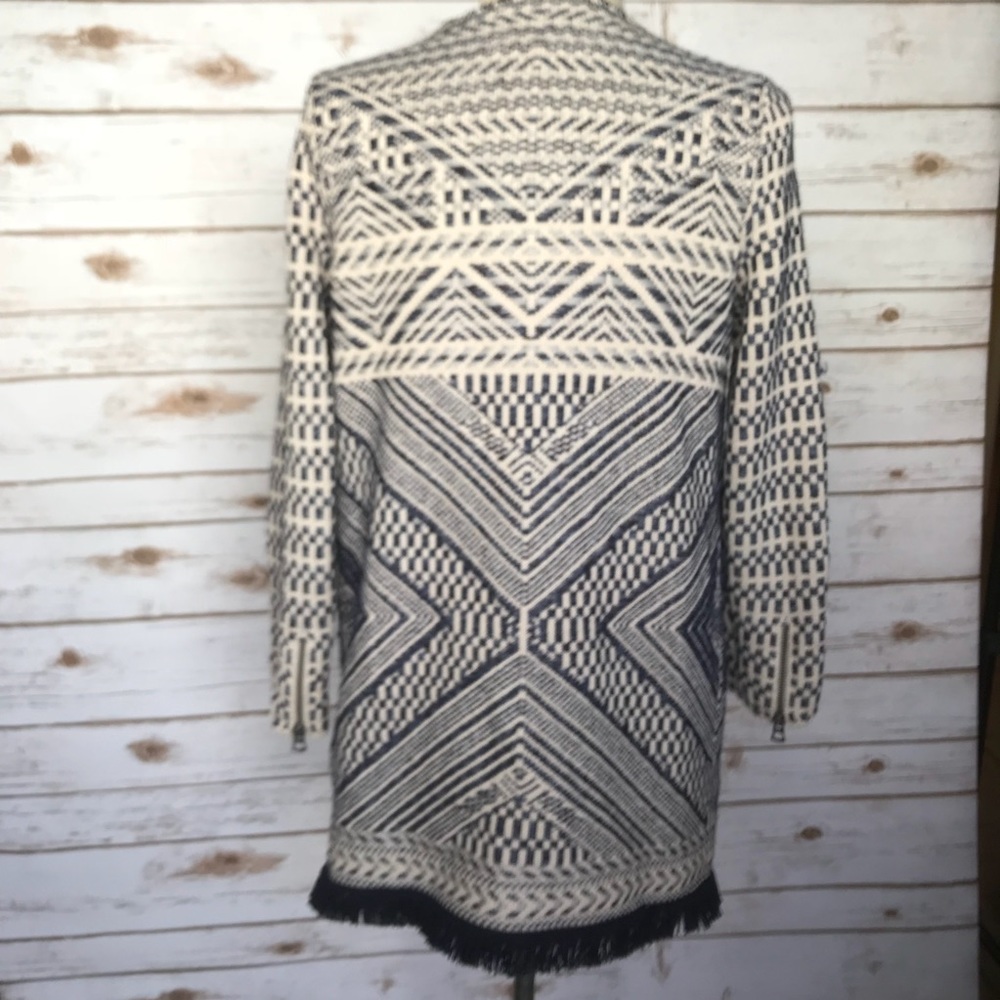 LUCKY BRAND Sweater Coat Weave Knit w/ Fringe - XS - Picture 3 of 8