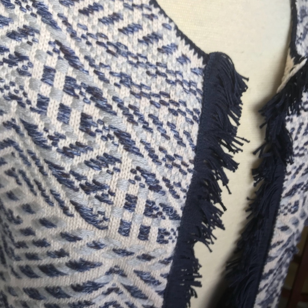 LUCKY BRAND Sweater Coat Weave Knit w/ Fringe - XS - Picture 5 of 8