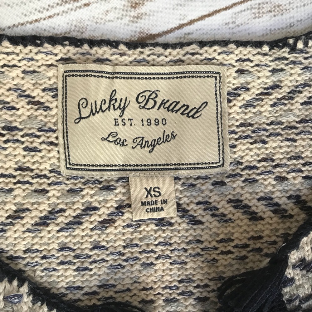 LUCKY BRAND Sweater Coat Weave Knit w/ Fringe - XS - Picture 4 of 8