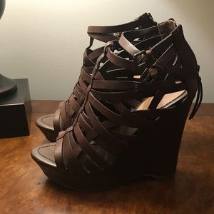 True Religion Strappy Wedge Sandals