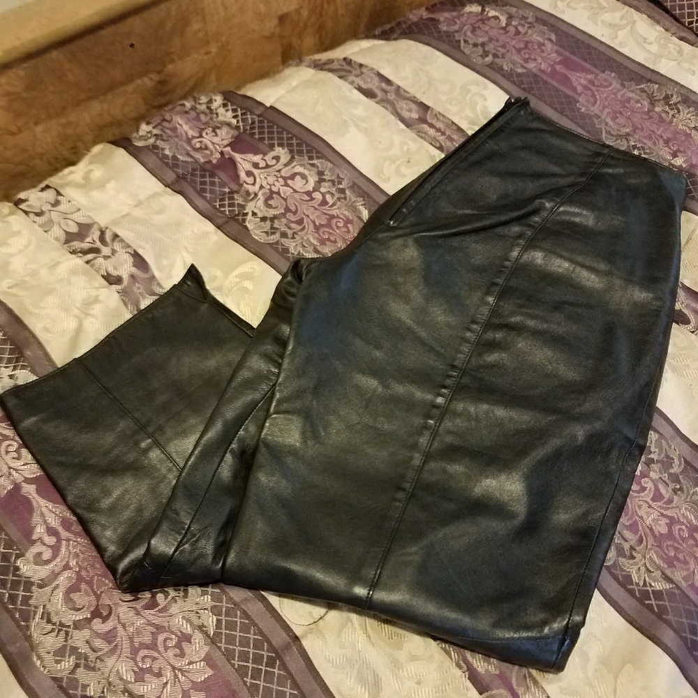 Julian K Black Leather Crop Pants